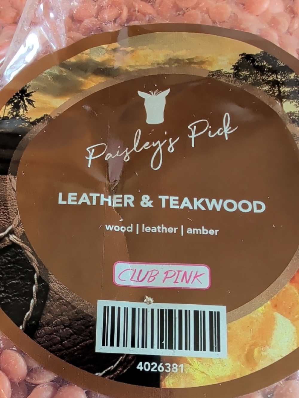 Paisley's Pick Pink Zebra Sprinkles Leather & Teakwood Wax Melts - Club Pink